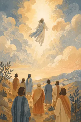 Jesus Ascending Above Clouds at Dawn