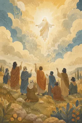 Jesus Ascending into Heaven at Dawn