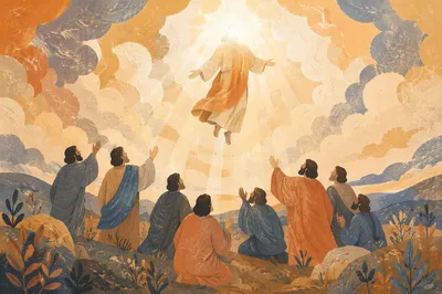 Jesus Ascending into Heaven at Dawn