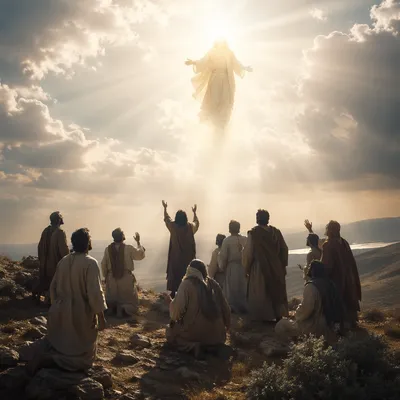 Jesus Ascending into Heaven at Dawn