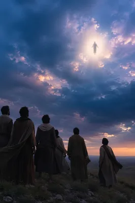 Jesus Ascending into Heaven at Dusk