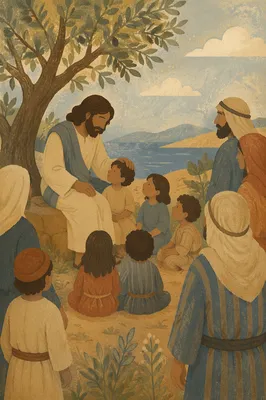 Jesus Blessing Little Children by the Lakeside