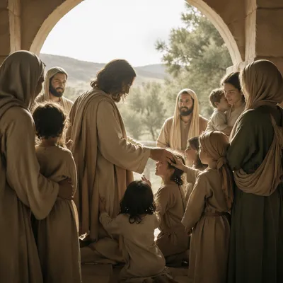 Jesus Blessing Little Children at Dawn