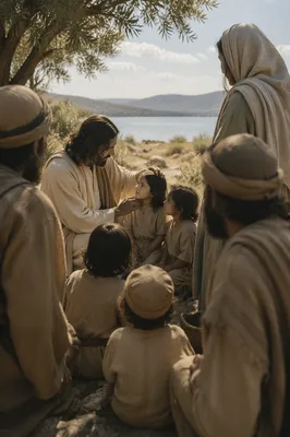 Jesus Blessing Little Children by the Lakeside