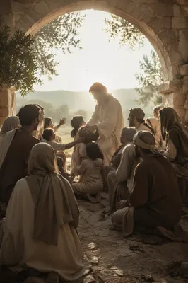 Jesus Blessing Little Children at Morning