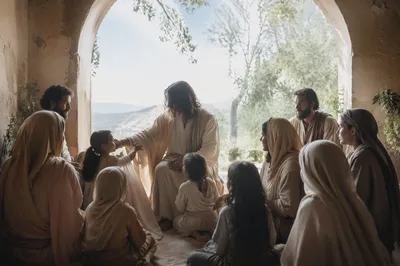 Jesus Blessing Little Children at Dawn