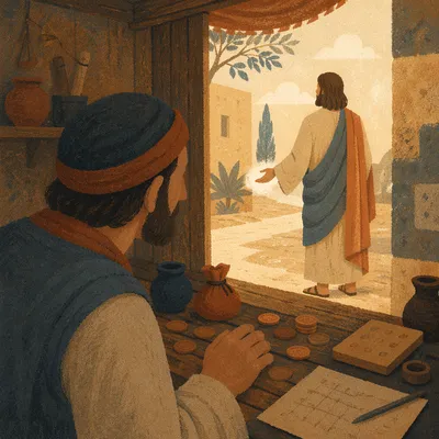 Jesus Calling Matthew at Tax Booth