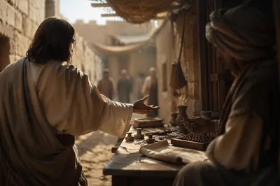 Jesus Calling Matthew in Ancient Market