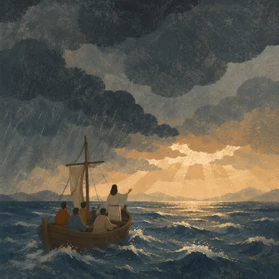 Jesus Calms the Storm at Sea