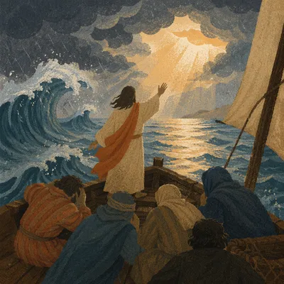 Jesus Calming the Storm at Sea