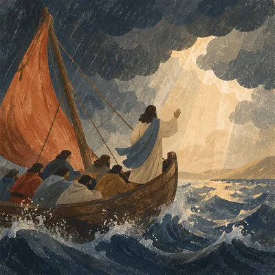 Jesus Calming the Storm at Dawn