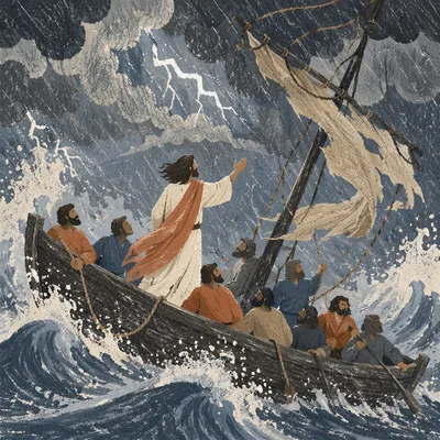 Jesus Calming the Storm at Sea