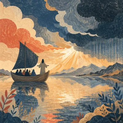 Jesus Calming the Storm at Dawn