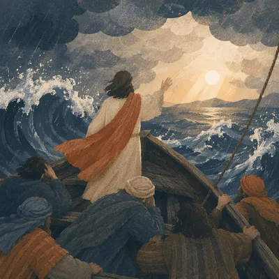 Jesus Calms the Storm at Dawn