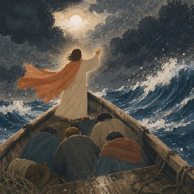 Jesus Calms the Storm at Sea