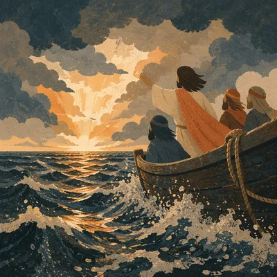 Jesus Calming the Storm at Dawn