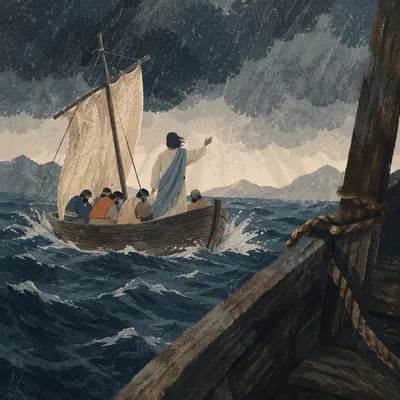 Jesus Calms the Storm at Sea