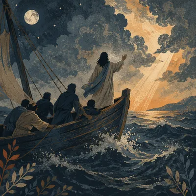 Jesus Calms the Storm at Sea