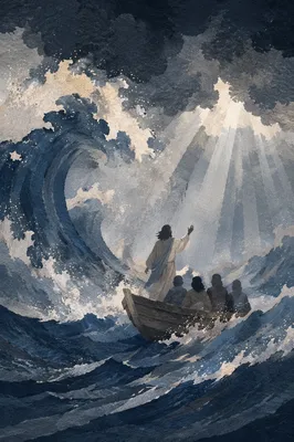 Jesus Calming the Storm at Sea