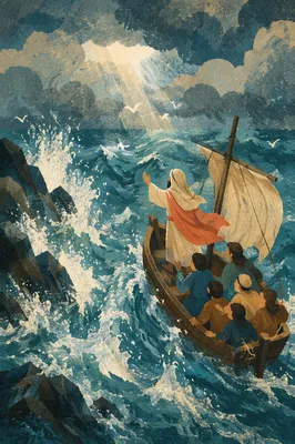 Jesus Calms the Storm at Sea