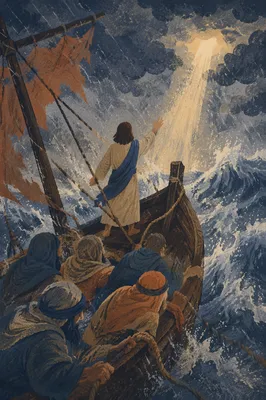 Jesus Calming the Storm at Sea