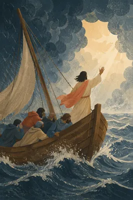 Jesus Calming the Storm at Dawn