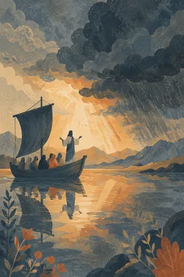 Jesus Calming the Storm at Dawn