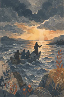 Jesus Calms the Storm at Dusk