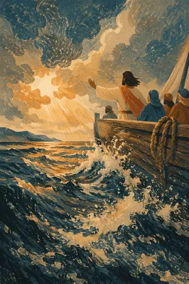 Jesus Calms the Storm at Dawn