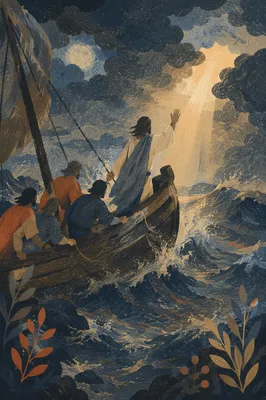 Jesus Calms the Storm at Sea