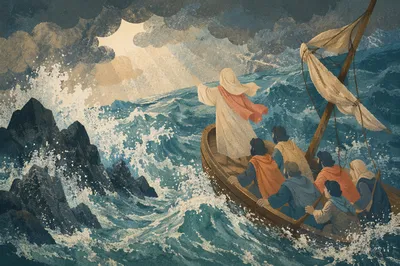 Jesus Calms the Storm at Sea