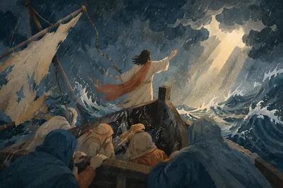 Jesus Calming the Storm at Sea