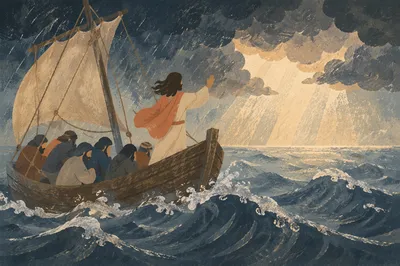 Jesus Calming the Storm at Dawn