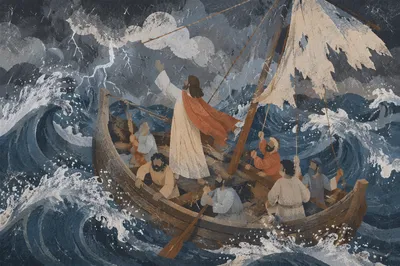 Jesus Calming the Storm at Sea