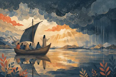 Jesus Calming the Storm at Dawn