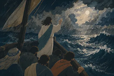 Jesus Calms the Storm at Sea