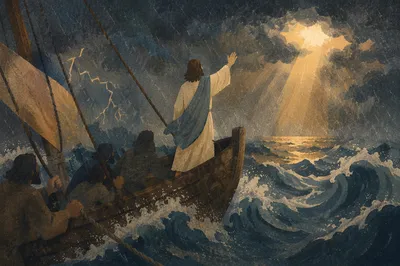 Jesus Calms the Storm at Sea