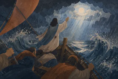 Jesus Calms the Storm at Sea