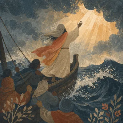 Jesus Calming the Storm at Dawn