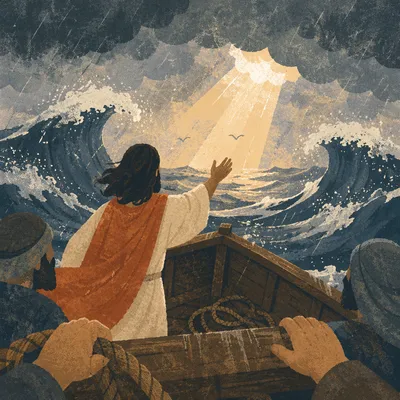 Jesus Calming the Storm at Dawn