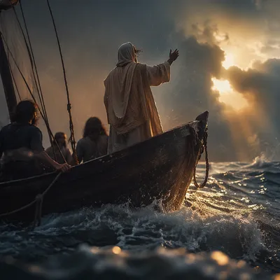 Jesus Calming the Storm at Dawn