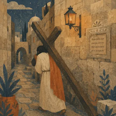 Jesus Carrying the Cross in Jerusalem Alley