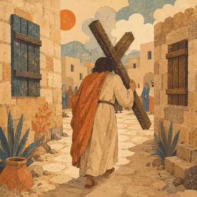 Jesus Carrying the Cross on Via Dolorosa