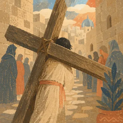 Jesus Carrying the Cross on Via Dolorosa