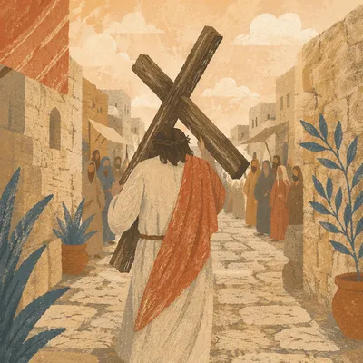 Jesus Carrying the Cross on Via Dolorosa