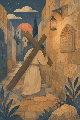 Jesus Carrying the Cross at Dusk