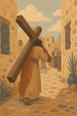 Jesus Carrying the Cross on Via Dolorosa