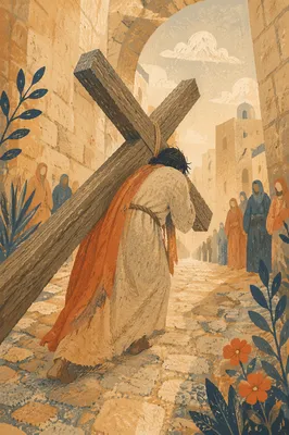 Jesus Carrying the Cross on Via Dolorosa