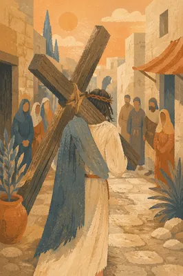 Jesus Carrying the Cross on Via Dolorosa