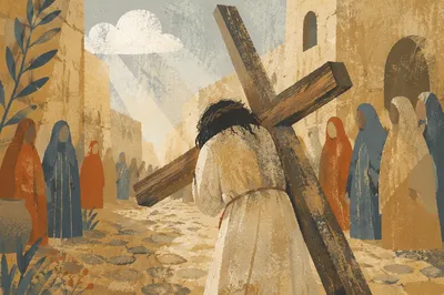 Jesus Carrying the Cross on Via Dolorosa